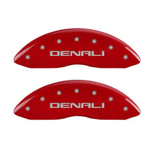 Load image into Gallery viewer, MGP 4 Caliper Covers Engraved Front &amp; Rear Denali Red finish silver ch MGP