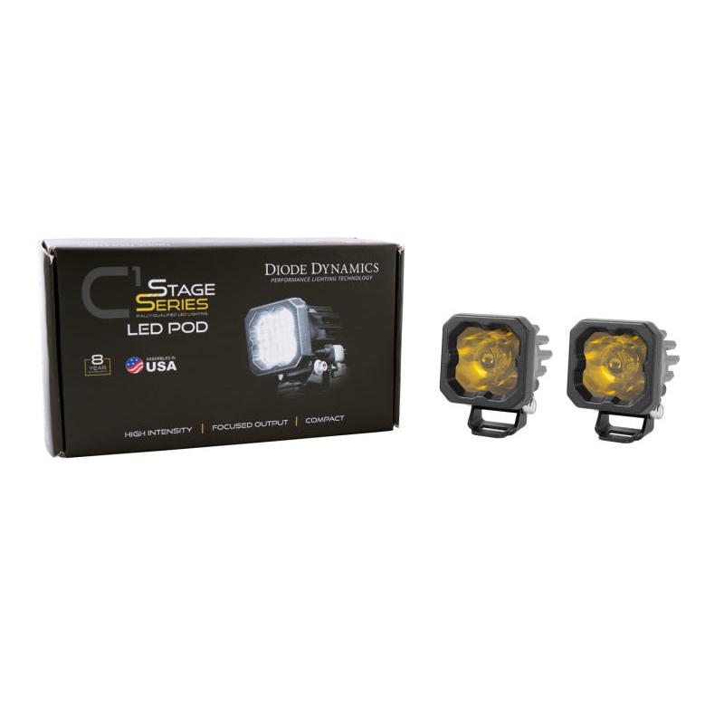 Diode Dynamics Stage Series C1 LED Pod Sport - Yellow Wide Standard ABL (Pair)-Light Accessories and Wiring-Diode Dynamics-691026129310-