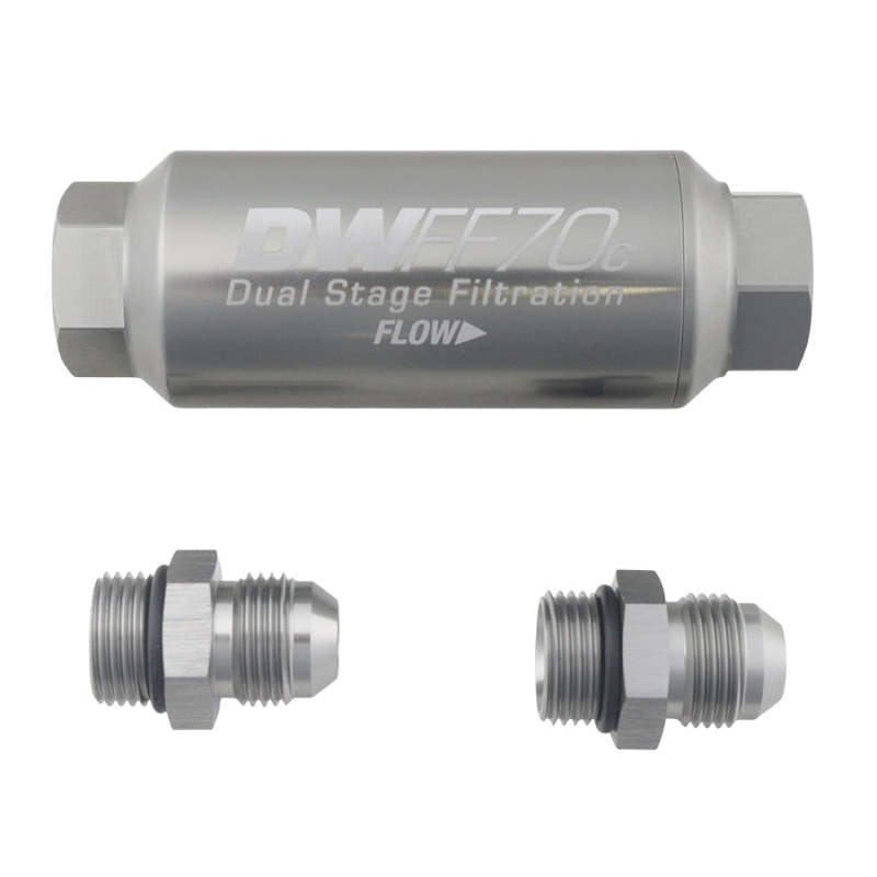 DeatschWerks 8AN 10 Micron 70mm Compact In-Line Fuel Filter Kit-Fuel Filters-DeatschWerks