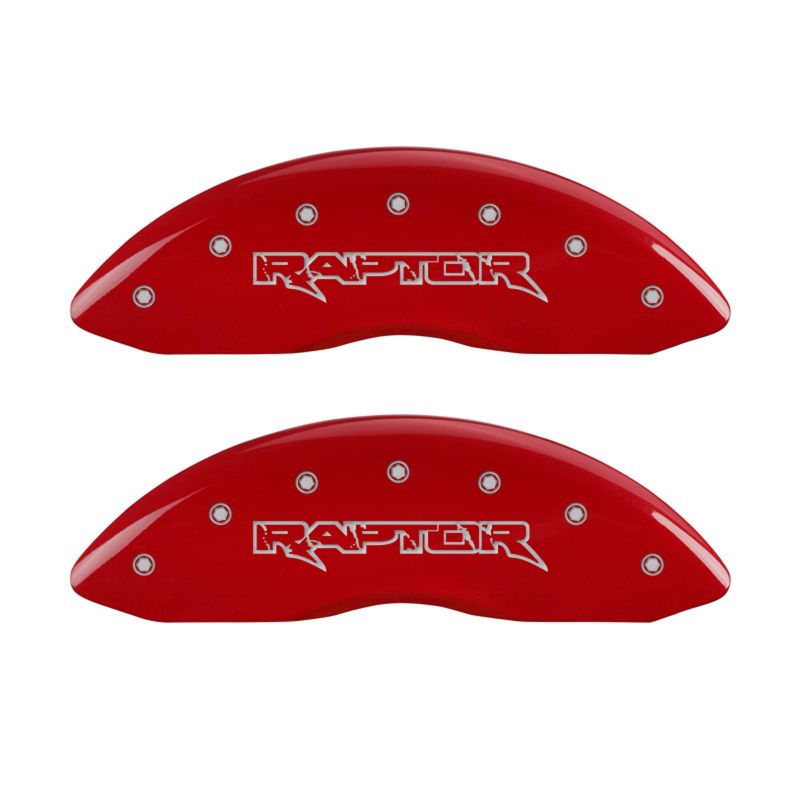 MGP 4 Caliper Covers Engraved Front & Rear Raptor Red finish silver ch-Caliper Covers-MGP