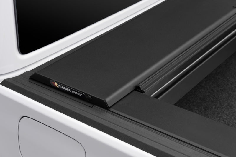 Rugged Ridge Armis Retractable Locking Bed Cover w/o Trail Rails 20-21 Jeep Gladiator JT-Tonneau Covers - Hard Fold-Rugged Ridge