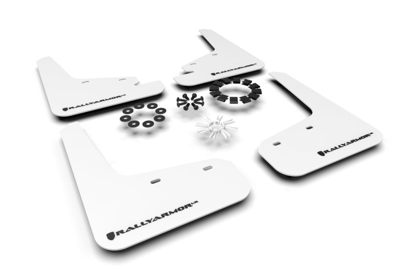 Rally Armor 20-22 Tesla Model Y White UR Mud Flap w/ Black Logo-Mud Flaps-Rally Armor