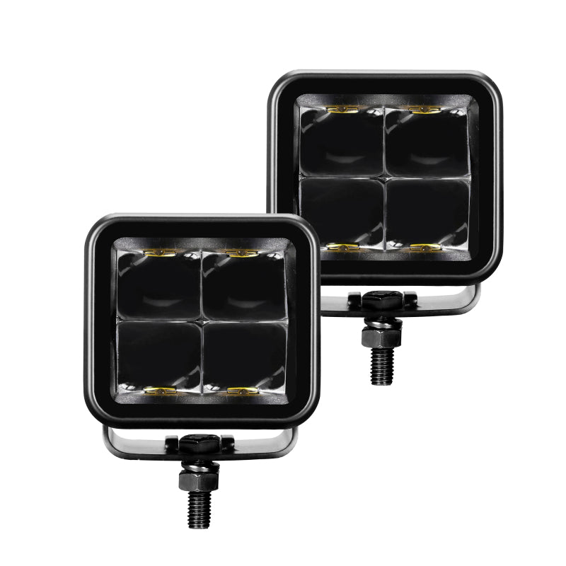 Go Rhino Xplor Blackout Series Cube LED Spot Light Kit (Surface/Threaded Stud Mnt) 2x2 - Blk (Pair) Go Rhino