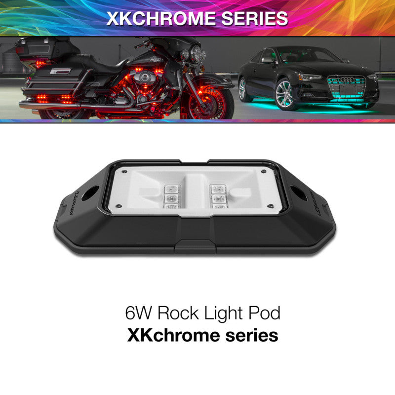 XK Glow XKchrome Low Profile Ultra Bright Rock Light Pod 6W-Light Bars & Cubes-XKGLOW