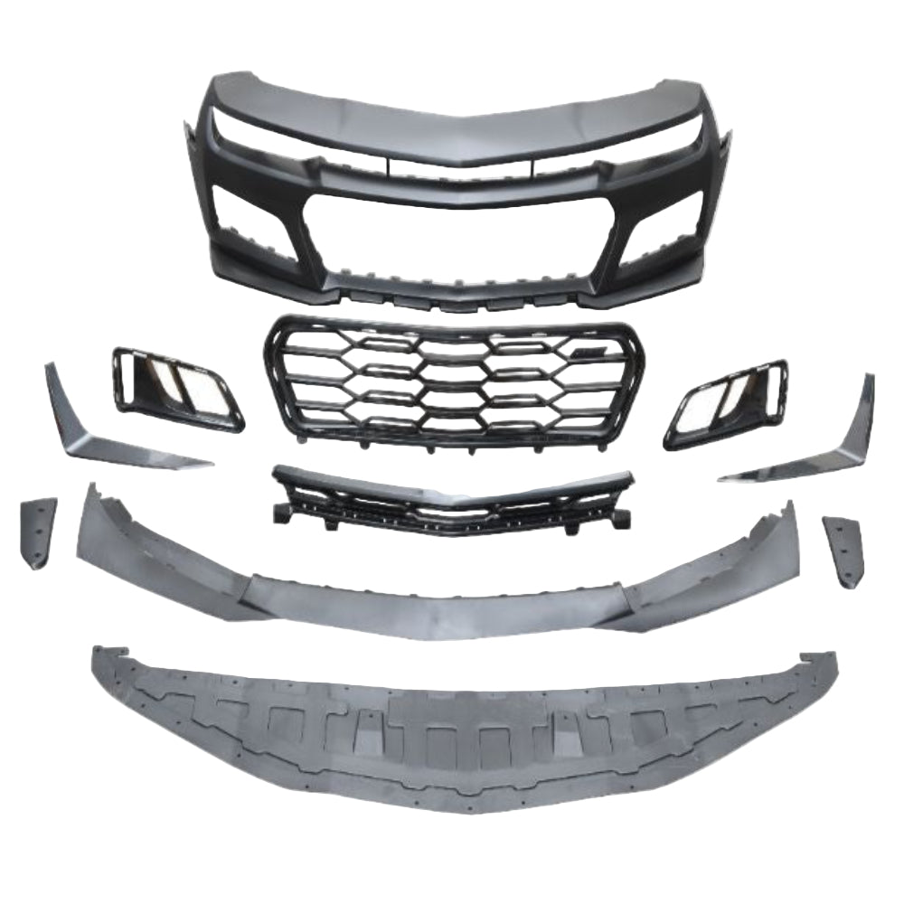 2010-2015 Chevy Camaro ZL1 1LE Track Package Front Bumper Conversion 11pcs Flat BLK - Black Ops Auto Works