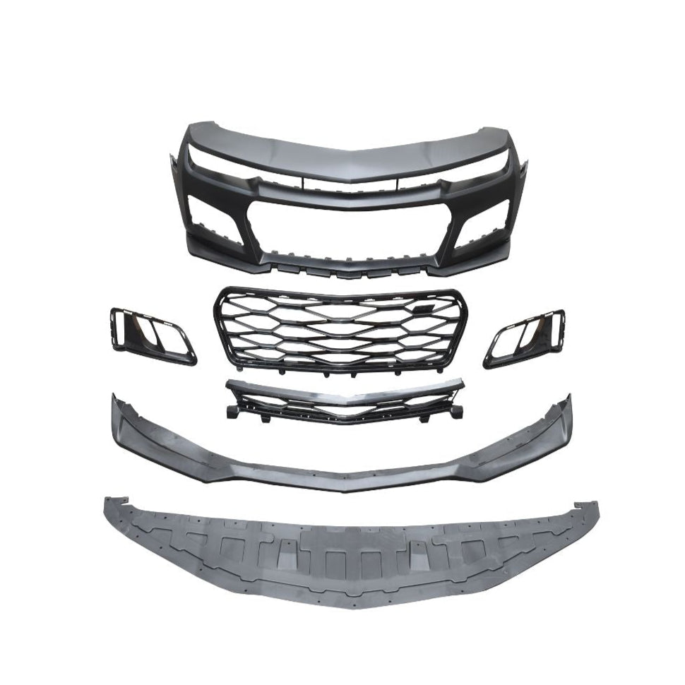 2010-2015 Camaro ZL1 Front Bumper Conversion 7pcs Flat BLK - Black Ops Auto Works