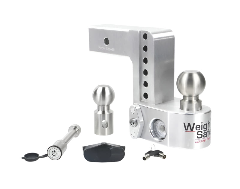 Weigh Safe 6in Drop Hitch w/Built-in Scale & 2.5in Shank (10K/18.5K GTWR) - Aluminum-Hitch Ball Mounts-Weigh Safe
