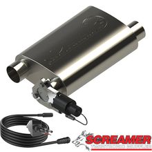 Load image into Gallery viewer, QTP 2.5in Weld-On 304SS Reverse Screamer Muffler w/Bolt-On QTEC Electric Cutout QTP