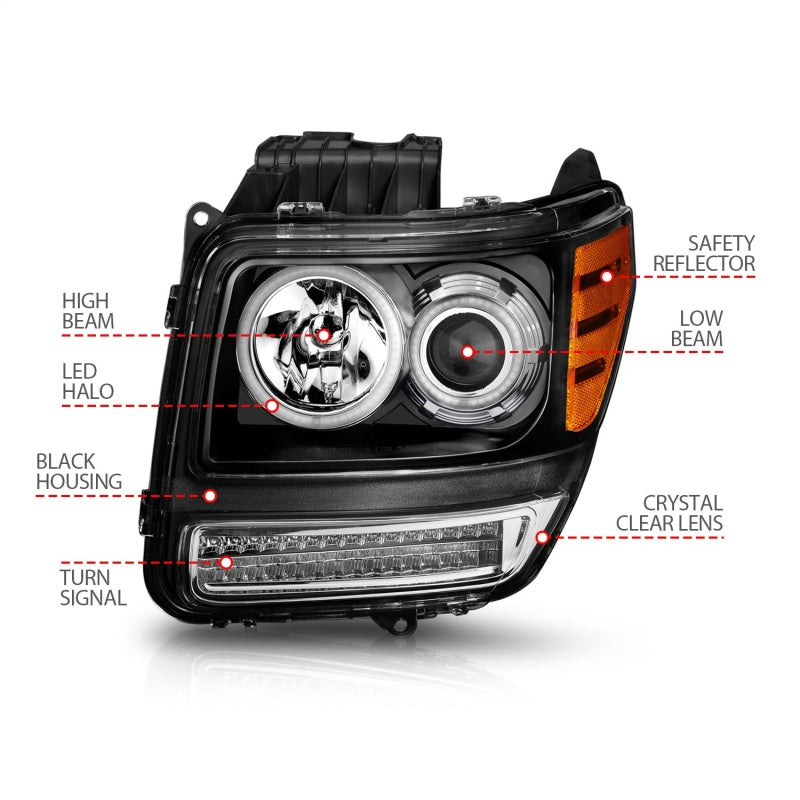 ANZO 2007-2012 Dodge Nitro Projector Headlights w/ Halo Black (CCFL) G2 ANZO