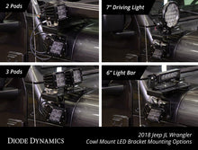 Load image into Gallery viewer, Diode Dynamics 18-21 Jeep JL Wrangler/Gladiator Cowl Mount LED Bracket Kit Diode Dynamics