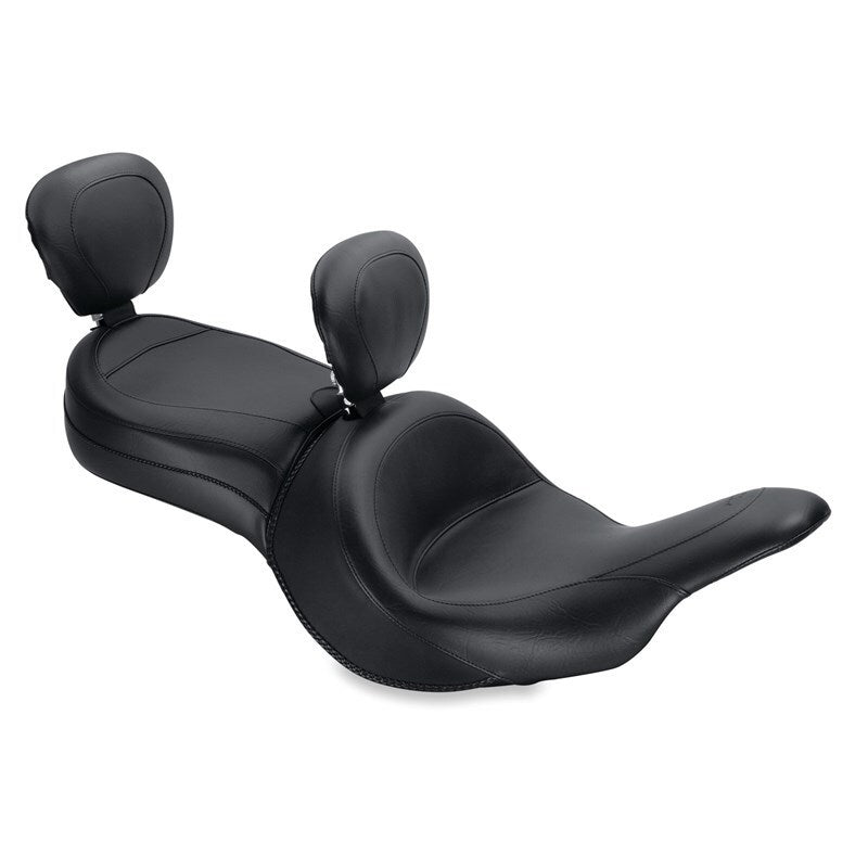 Mustang 11-19 Kawasaki Vulcan 1700, Vaquero Std Touring 1PC Seat w/Driver and Pass Backrest - Black Mustang Motorcycle