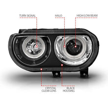 Load image into Gallery viewer, ANZO 2008-2014 Dodge Challenger Projector Headlights w/ Halo Black (CCFL) ANZO