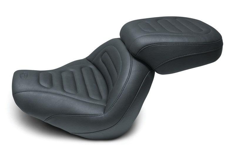 Mustang 18-21 Harley Fat Bob Standard Touring Solo Seat Trapezoid- Black Mustang Motorcycle