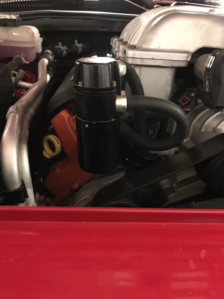 AAD Performance C013-0000 blown HEMI air oil separator kit, installed view, image 6 of 7