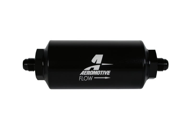 Aeromotive In-Line Filter - (AN-6 Male) 10 Micron Fabric Element Bright Dip Black Finish - Black Ops Auto Works