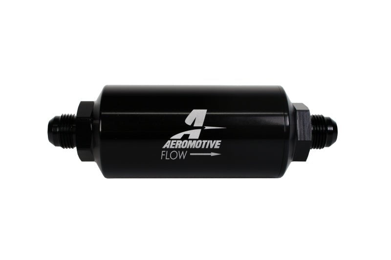 Aeromotive In-Line Filter - (AN -8 Male) 40 Micron Stainless Mesh Element Bright Dip Black Finish - Black Ops Auto Works