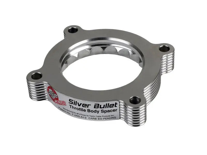 aFe 11-14 Ford Mustang/ 11-14 Ford F-150 V6 3.7L Silver Bullet Throttle Body Spacer - Silver - Black Ops Auto Works