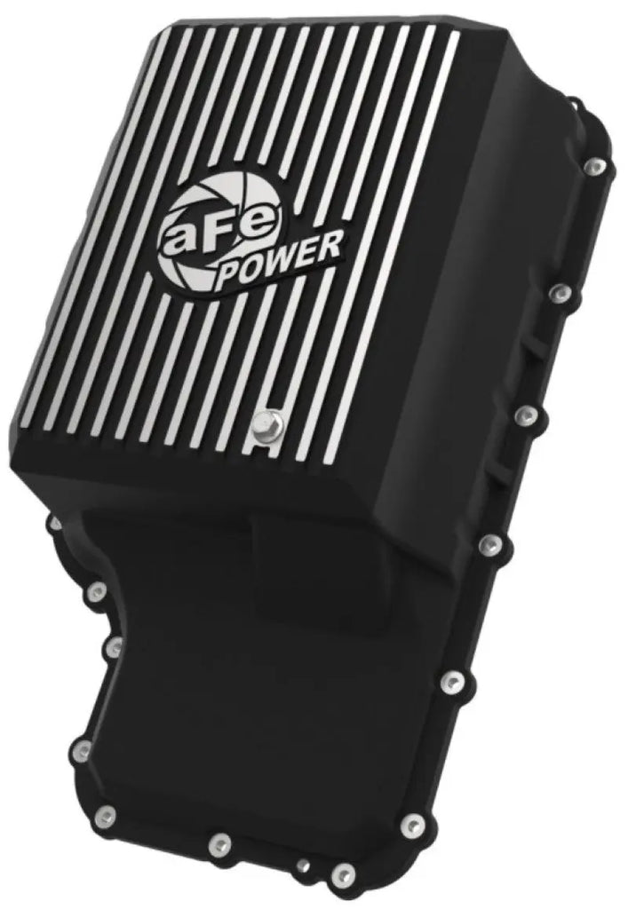 aFe 20-21 Ford Truck w/ 10R140 Transmission Pan Black POWER Street Series w/ Machined Fins - Black Ops Auto Works