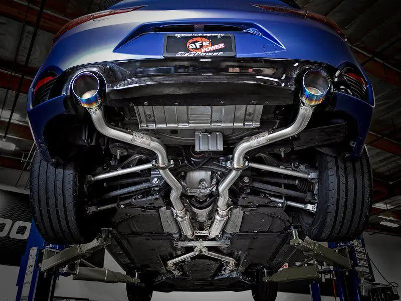 aFe POWER Takeda 2.5in 304 SS CB Exhaust w/ Blue Flame Tips 17-19 Infiniti Q60 V6-3.0L (tt) - Black Ops Auto Works