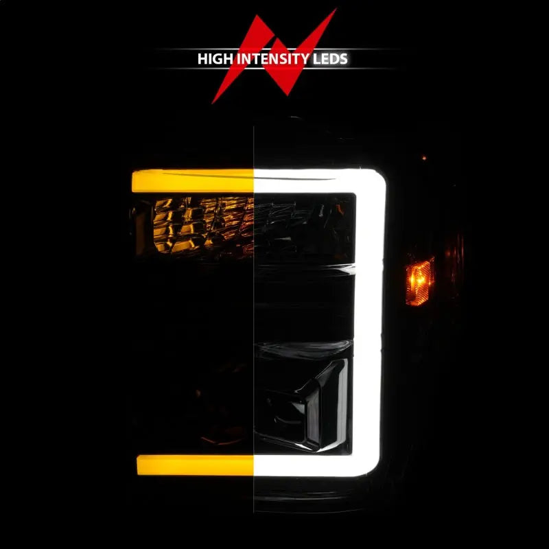 ANZO 08-10 Ford F-250 - F-550 Super Duty Projector Headlights w/ Light Bar Switchback Black Housing ANZO ANZ111586