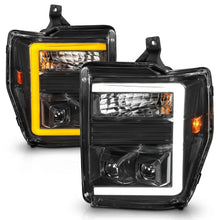 Load image into Gallery viewer, ANZO 08-10 Ford F-250 - F-550 Super Duty Projector Headlights w/ Light Bar Switchback Black Housing ANZO ANZ111586