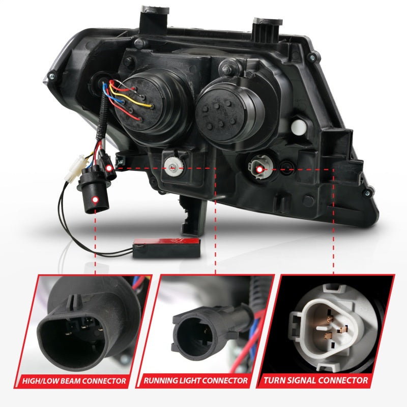 ANZO 09-20 Nissan Frontier Black Projector Plank Style DRL w/ Switchback & Sequential LED DRL ANZO ANZ111597
