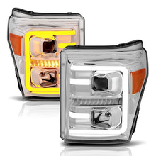 Load image into Gallery viewer, ANZO 11-16 Ford F-250/F-350/F-450 Projector Headlights w/ Plank Style Switchback Chrome w/Amber ANZO ANZ111407