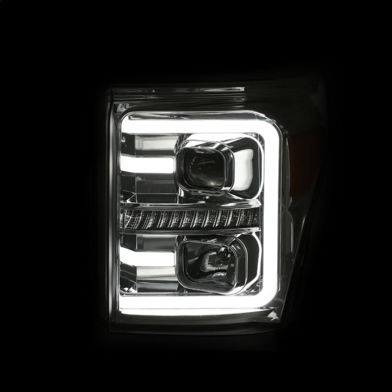 ANZO 11-16 Ford F-250/F-350/F-450 Projector Headlights w/ Plank Style Switchback Chrome w/Amber ANZO ANZ111407