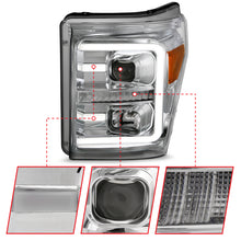 Load image into Gallery viewer, ANZO 11-16 Ford F-250/F-350/F-450 Projector Headlights w/ Plank Style Switchback Chrome w/Amber ANZO ANZ111407