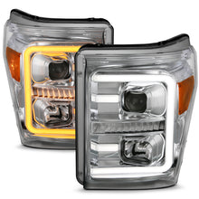 Load image into Gallery viewer, ANZO 11-16 Ford F-250/F-350/F-450 Projector Headlights w/ Plank Style Switchback Chrome w/Amber ANZO ANZ111407