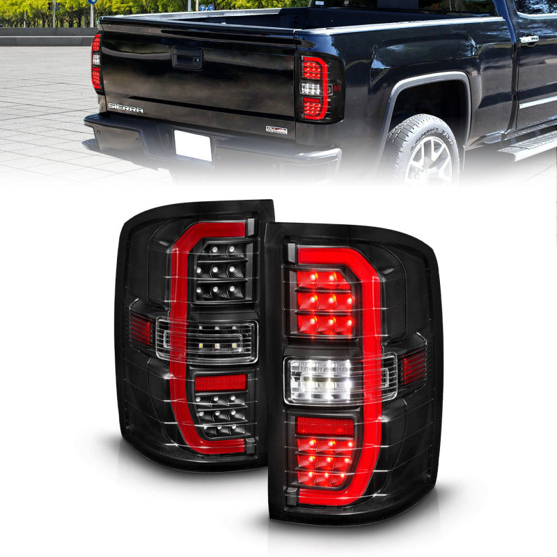 ANZO 14-18 GMC Sierra 1500 Full LED Taillights Black Housing Clear Lens (w/C Light Bars) ANZO ANZ311464