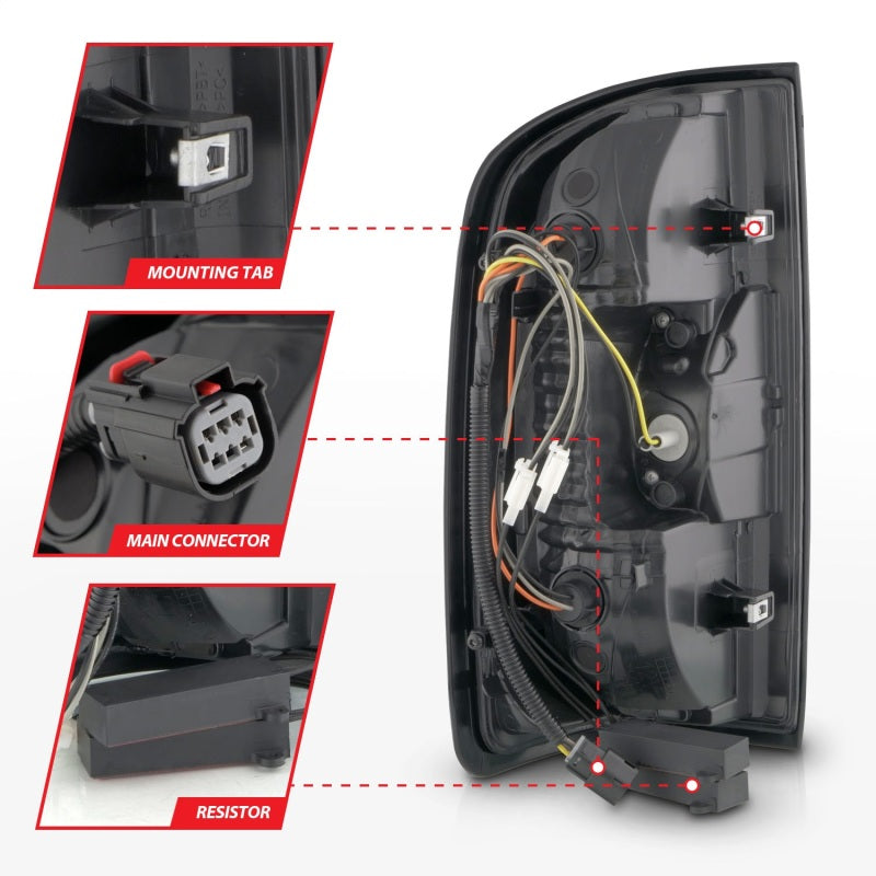 ANZO 15-21 GMC Canyon Full LED Taillights w/ Red Lightbar Black Housing/Clear Lens ANZO ANZ311434