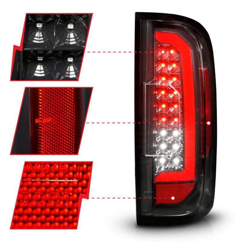 ANZO 15-21 GMC Canyon Full LED Taillights w/ Red Lightbar Black Housing/Clear Lens ANZO ANZ311434