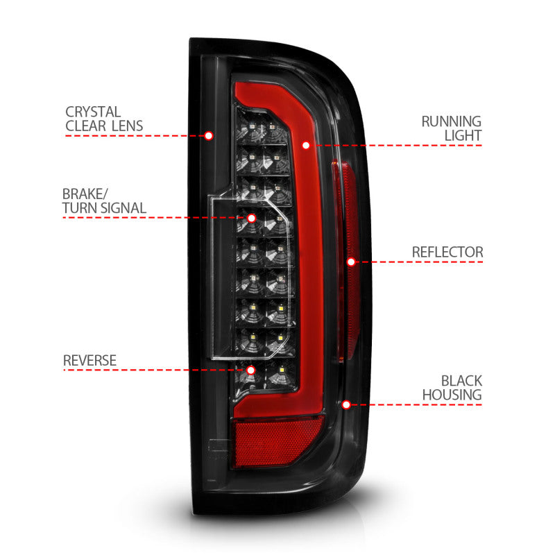 ANZO 15-21 GMC Canyon Full LED Taillights w/ Red Lightbar Black Housing/Clear Lens ANZO ANZ311434