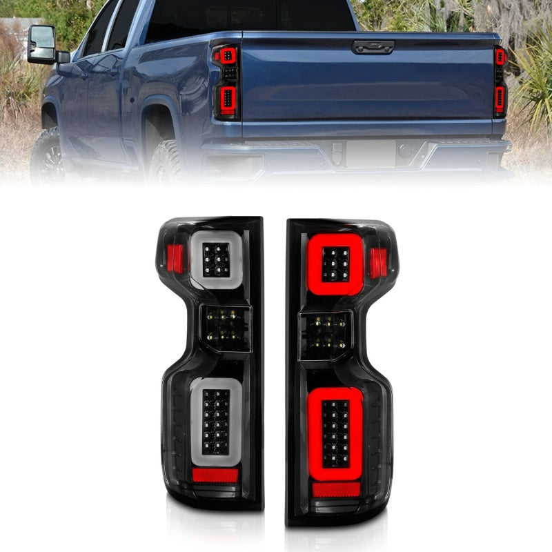 Anzo 19-21 Chevy Silverado Full LED Tailights Black Housing Clear Lens G2 (w/C Light Bars) ANZO ANZ311414