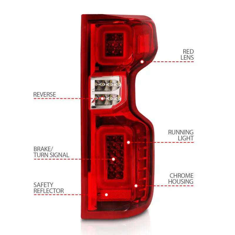 Anzo 19-21 Chevy Silverado Full LED Tailights Chrome Housing Red/Clear Lens G2 (w/C Light Bars) ANZO ANZ311416