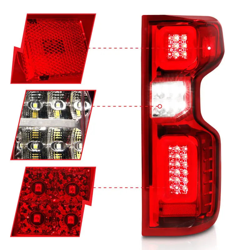 Anzo 19-21 Chevy Silverado Full LED Tailights Chrome Housing Red/Clear Lens G2 (w/C Light Bars) ANZO ANZ311416