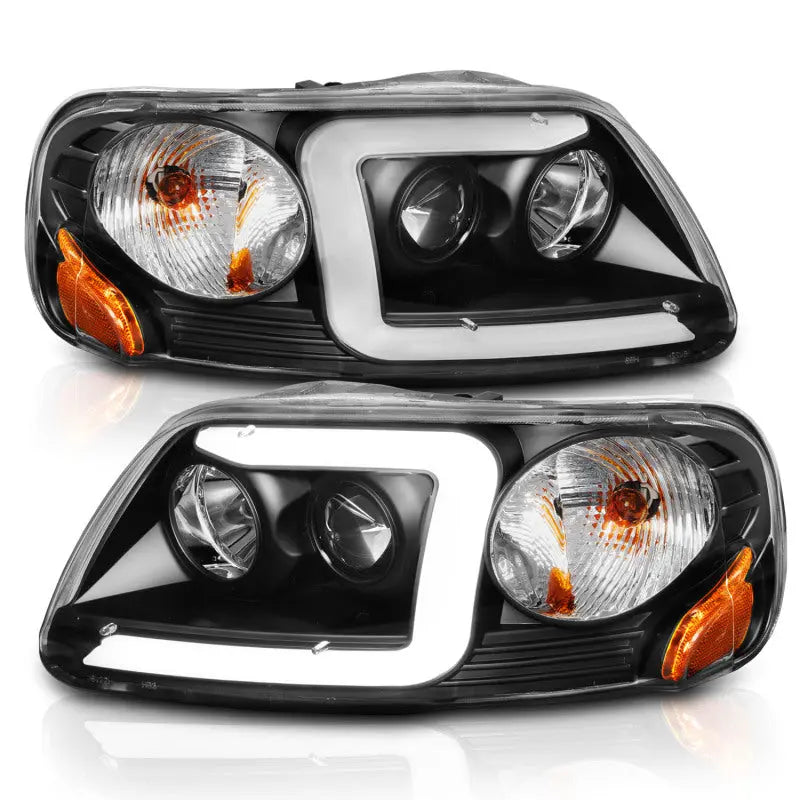 ANZO 1997-2003 Ford F-150 Projector Headlights w/ Light Bar Black Housing ANZO ANZ111503