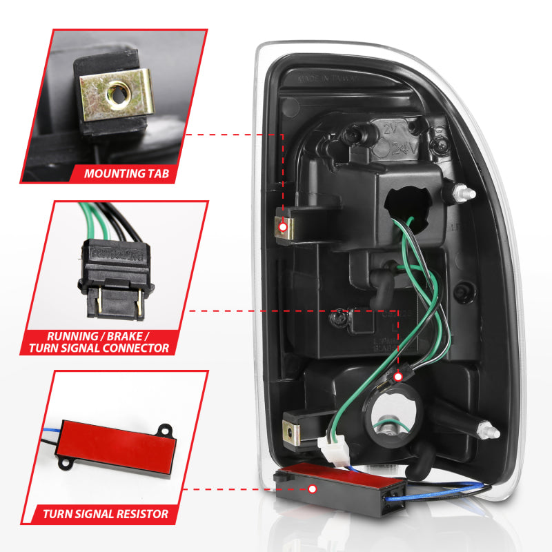 ANZO 1997-2004 Dodge Dakota LED Taillights Black Housing Smoke Lens Pair ANZO ANZ311348