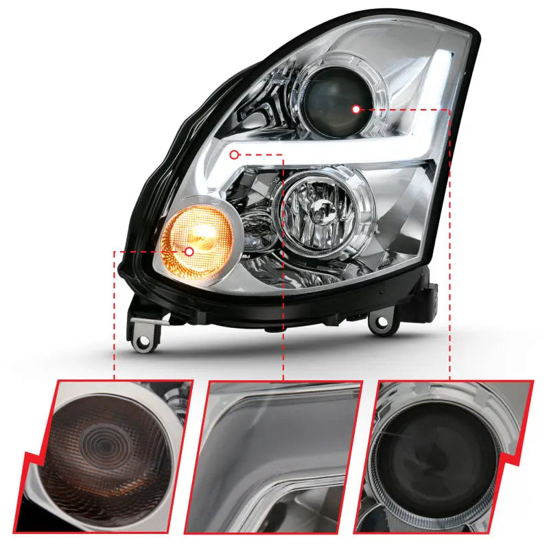 ANZO 2003-2007 Infiniti G35 Projector Headlight Plank Style Black (HID Compatible, No HID Kit ) ANZO ANZ121557