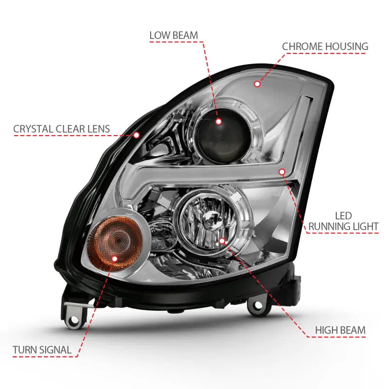 ANZO 2003-2007 Infiniti G35 Projector Headlight Plank Style Black (HID Compatible, No HID Kit ) ANZO ANZ121557