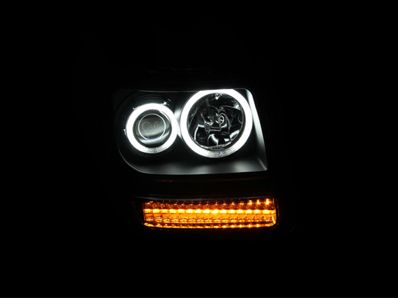 ANZO 2007-2012 Dodge Nitro Projector Headlights Halo Black G2