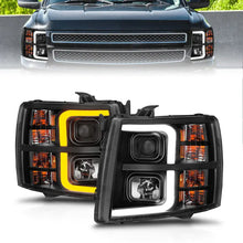 Load image into Gallery viewer, ANZO 2007-2013 Chevrolet Silverado 1500 Projector w/ Light Bar Black Housing w/ Sequential ANZO ANZ111545