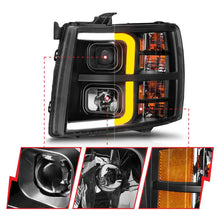 Load image into Gallery viewer, ANZO 2007-2013 Chevrolet Silverado 1500 Projector w/ Light Bar Black Housing w/ Sequential ANZO ANZ111545