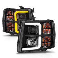 Load image into Gallery viewer, ANZO 2007-2013 Chevrolet Silverado 1500 Projector w/ Light Bar Black Housing w/ Sequential ANZO ANZ111545