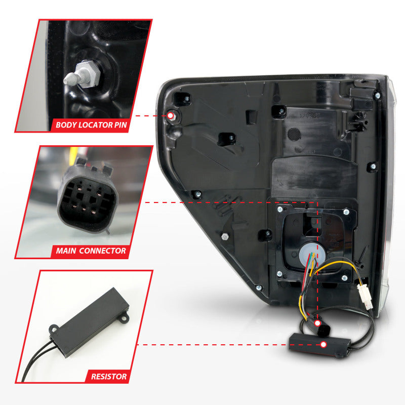 ANZO 21-23 Ford F-150 LED Taillights Seq. Signal w/BLIS Cover - Black Smoke ANZO ANZ311474