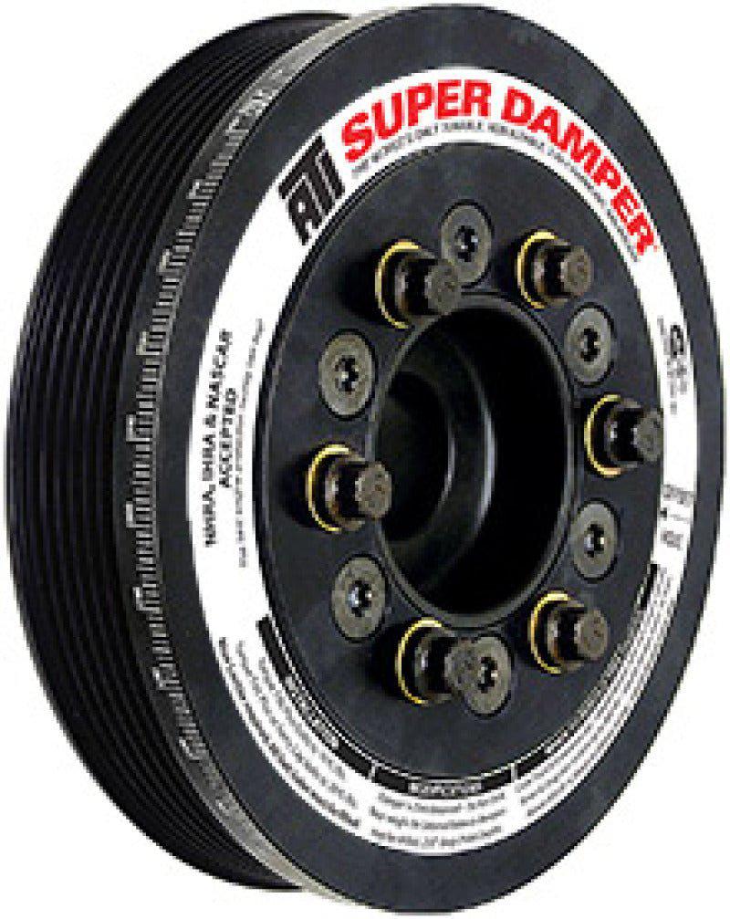 ATI Damper - 7.48in - Alum - 8 & 6 Grv - Ford Coyote 5.0L - 10 Per OD - w/A/C Pulley - Black Ops Auto Works