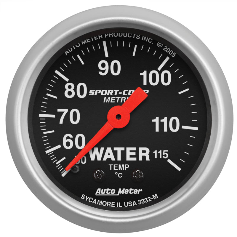 Autometer Sport 2in Water Temp Metric , 50-115 deg. C / Mech - Black Ops Auto Works