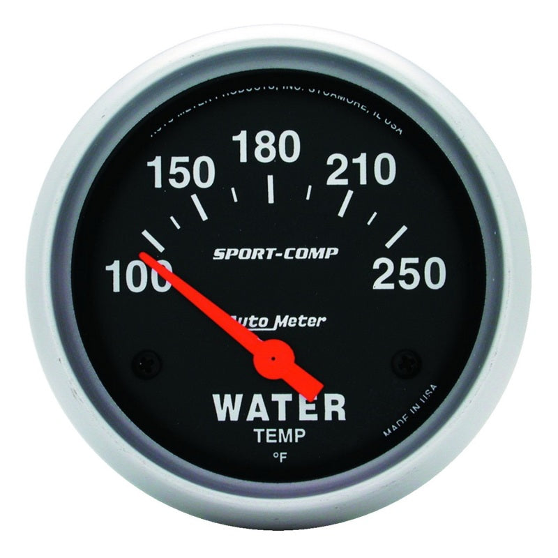 Autometer Sport-Comp 66.7mm 100-250 Deg F Short Sweep Electronic Water Temperature Gauge - AutoMeter ATM3531