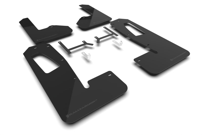 Rally Armor 2022+ Rivian R1S Black UR Mud Flap w/ Metallic Black Logo-Mud Flaps-Rally Armor